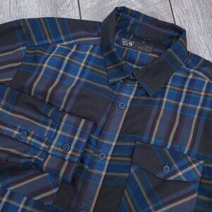 Mountain Hardwear Shirt Mens Large Blue Plaid Trekkin Flannel Long Sleeve Button